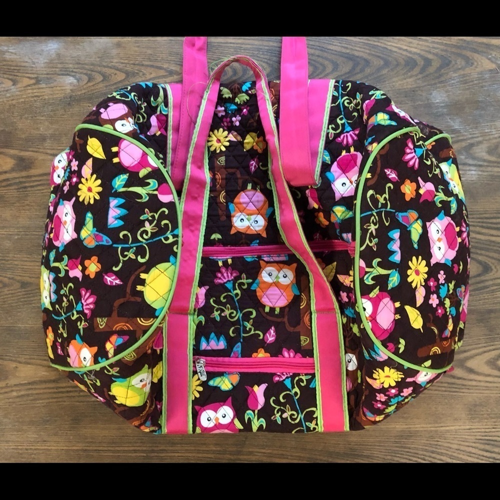 N. Gil Owl Tote Bag Overnight Weekender Zip Top